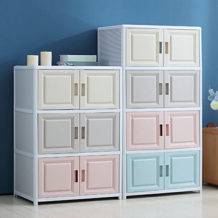 Contemporary Hinged Storage Cabinet Plastic Non-Hanging Armoire
