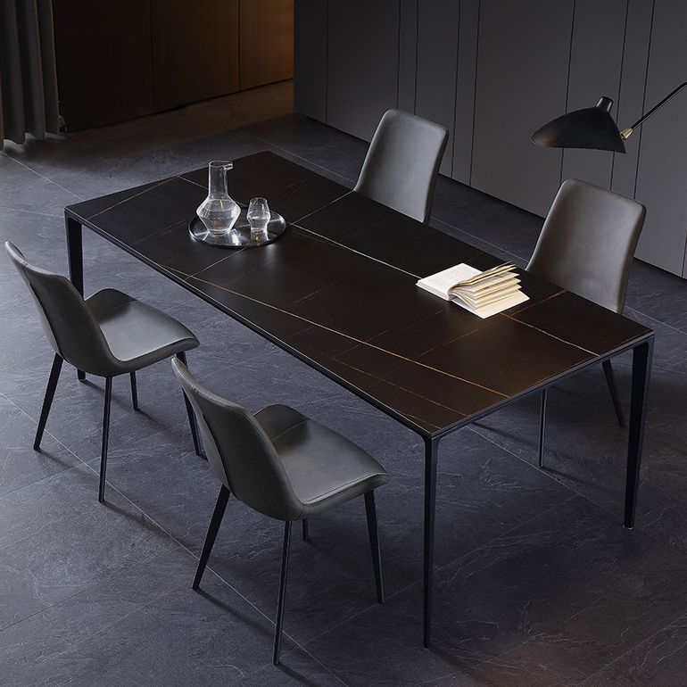 Simplicity Rectangle Dining Room Table Sintered Stone Table with 4 Black Legs Clearhalo ' dining_table' 'Dining Tables & Seating' 'Dining Tables' 'furn' 'furn_dining_table' 'Furniture' 'furniture_dining_table' 'Kitchen & Dining Furniture' 'kitchen&dining_furn' 'kitchen' 'kitchen_dining_table' 1200x1200_1aa9dedc-50c7-483b-9936-694fb0cc7964