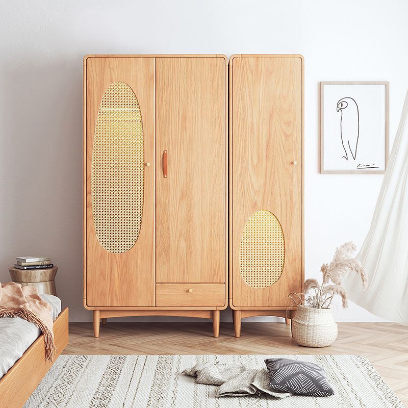 Freestanding Solid Wood Wardrobe Modern Wardrobe with Legs in Natural Clearhalo 'Armoires & Wardrobes' 'armoires_wardrobes' 'Bedroom Furniture' 'furn' 'furn_armoires_wardrobes' 'Furniture' 1200x1200_1aaa8843-701d-443a-8d49-3632f0f15a1b