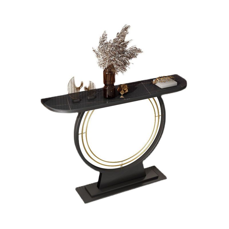 Zeitgenössischer Eisenkonsole Sofa Tischstein Halb Mondendtisch für Halle