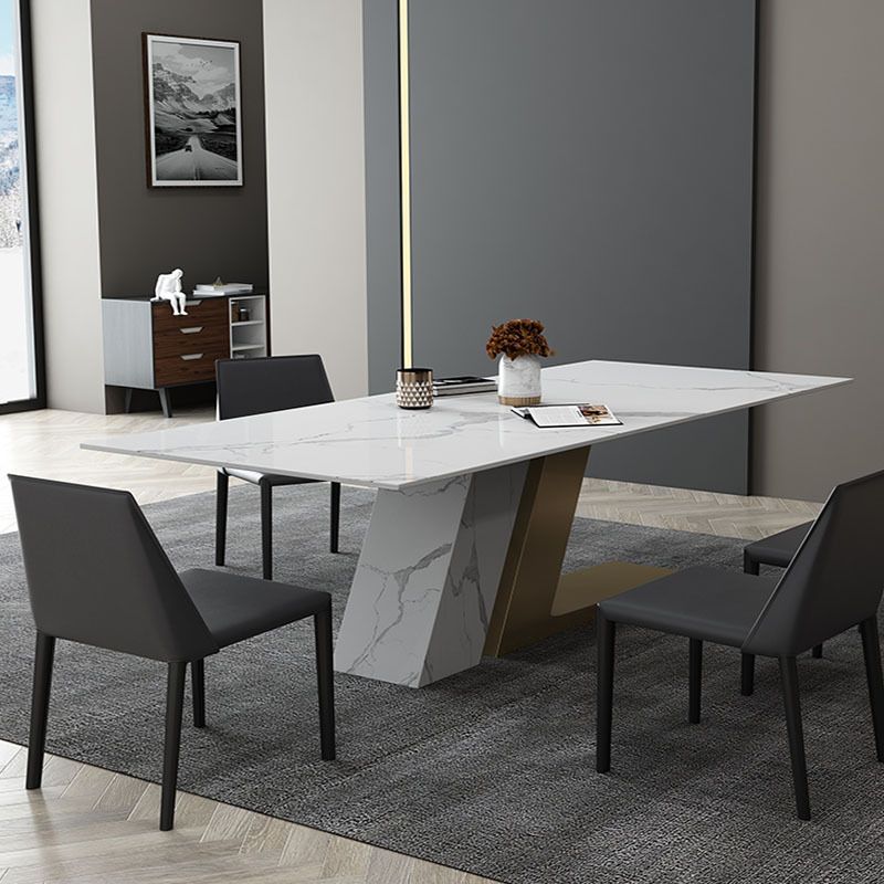 Nordic Sintered Stone Top Dining Set Rectangle 1/3/4/5/6/7 Pieces Dining Table with Chairs Clearhalo 'Dining Room Sets' 'Dining Tables & Seating' 'dining_room_set' 'furn' 'furn_dining_room_set' 'Furniture' 'furniture_dining_room_set' 'Kitchen & Dining Furniture' 1200x1200_1aabde82-d591-46af-a751-da8dccbcd063