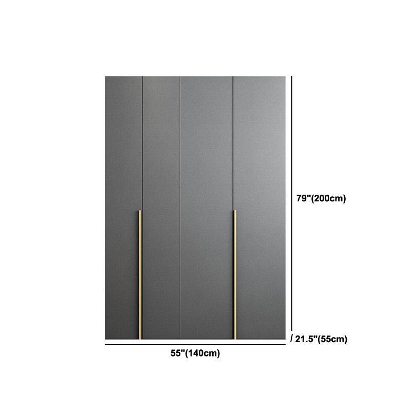 Black Storage Cabinet with Garment Rod Modern Manufactured Wood Cabinet for Bedroom