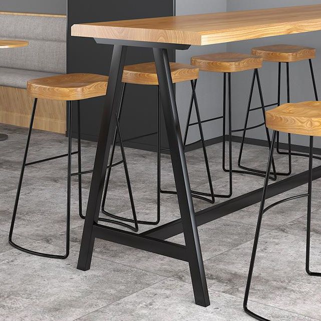 Rectangle Solid Wood Bar Height Table Contemporary Trestle Base Bar Dining Table Clearhalo 'Bar Furniture' 'Bar Tables' 'bar_tables' 'furn' 'furn_bar_tables' 'Furniture' 'Kitchen & Dining Furniture' 1200x1200_1aaf758a-55b2-4bdf-9d72-fa6ebb92400d