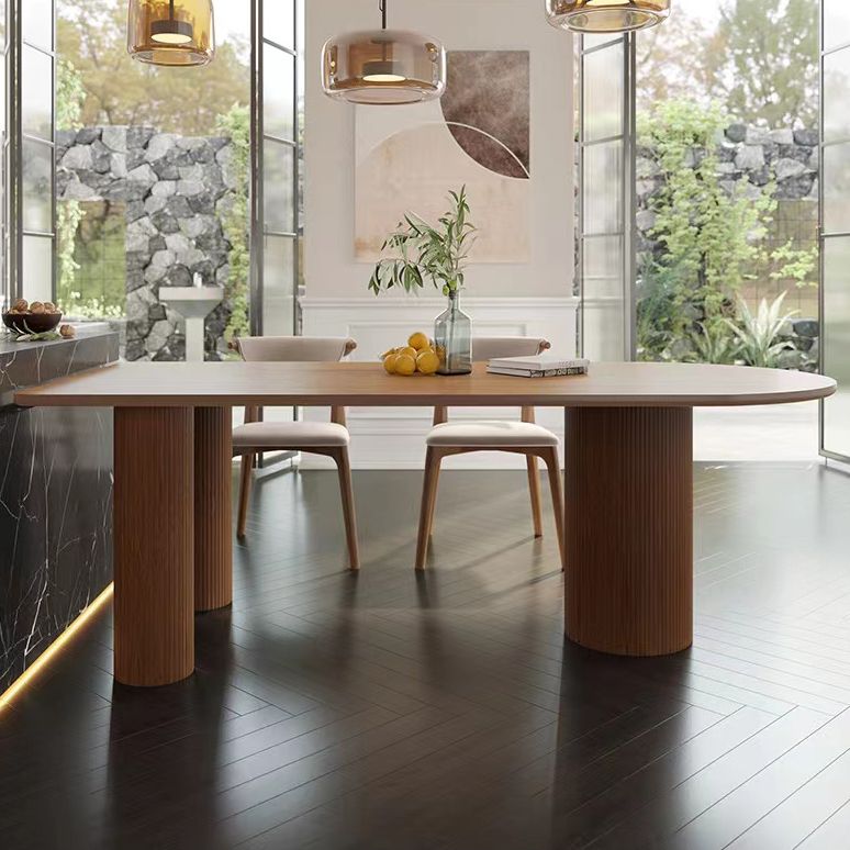 Free Form Solid Wood Brown Tone Dining Table Modern 3 Legs Table for Dining Room Clearhalo ' dining_table' 'Dining Tables & Seating' 'Dining Tables' 'furn' 'furn_dining_table' 'Furniture' 'furniture_dining_table' 'Kitchen & Dining Furniture' 'kitchen&dining_furn' 'kitchen' 'kitchen_dining_table' 1200x1200_1ab08bc6-b55d-4030-8150-a903122a352e