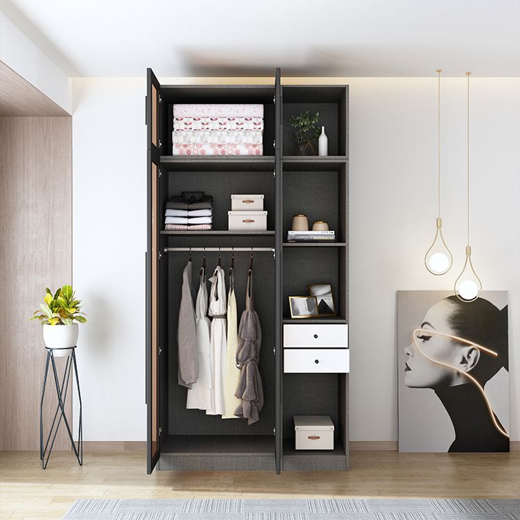 Armoire de garde-robe en verre et en bois placée de garde-robe contemporaine