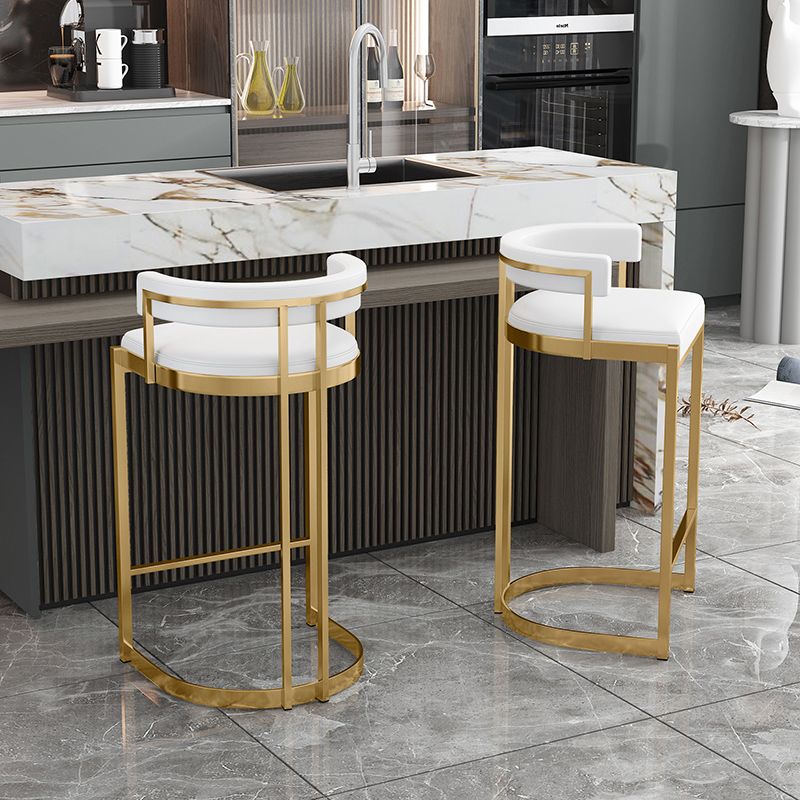 Glam Footrest Low Back Barstool Matte Finish PU Leather Matte Finish Coffee Shop Stool Clearhalo 'Bar Furniture' 'Bar Stools' 'bar_stools' 'furn' 'furn_bar_stools' 'furniture_bar_stools' 'Kitchen & Dining Furniture' 'kitchen&dining_furn' 'kitchen' 'kitchen_furn' Furniture' 1200x1200_1ab731fa-22b7-4000-b06e-63c426fc18a3