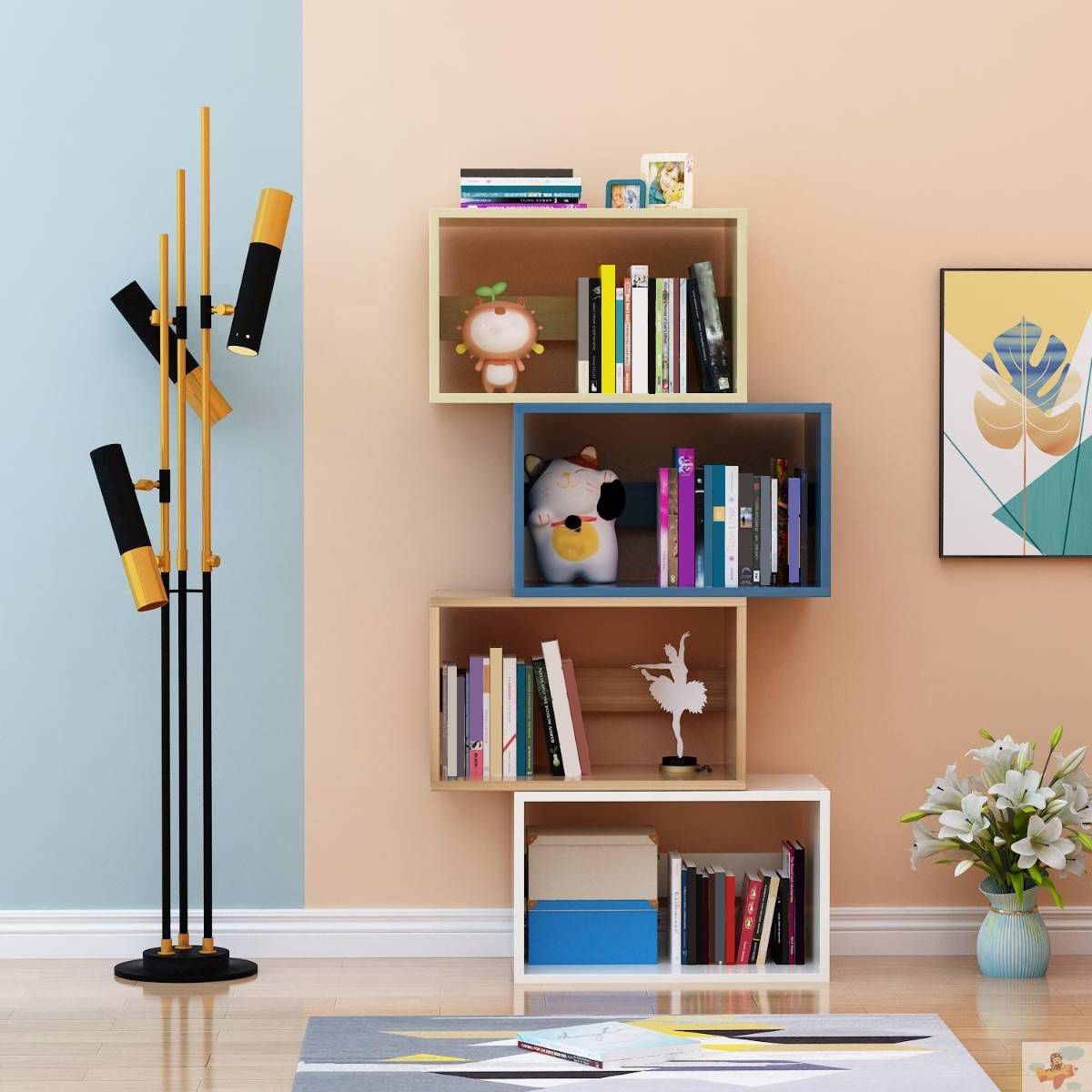 11"H Modern Style Bookcase Wood Open Back Bookshelf for Home Office Clearhalo 'Bookcases' 'furn' 'furn_bookcases' 'Furniture' 'Office Furniture' 1200x1200_1ab76da6-e286-4614-b8fa-d62283a34ed2