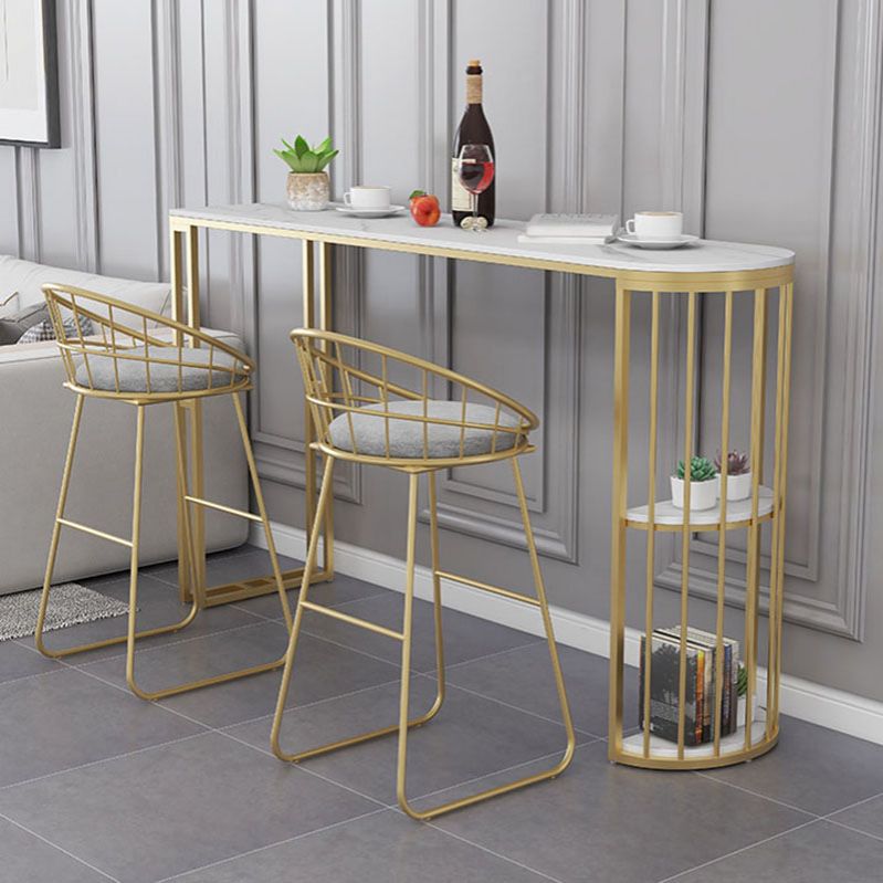 Nordic Glam Style Bar Table 42-inch Height Metal Base Bistro Table for Dining Room Clearhalo 'Bar Furniture' 'Bar Tables' 'bar_tables' 'furn' 'furn_bar_tables' 'Furniture' 'furniture_bar_tables' 'Kitchen & Dining Furniture' 'kitchen&dining_furn' 'kitchen' 1200x1200_1ab88f2b-7a84-40ae-945f-df76753802c9