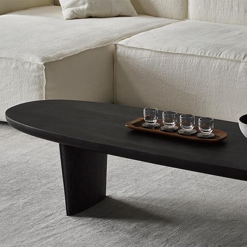 Scandinavian Oval Wood Coffee Table 15.75"H 2 Legs Cocktail Table Clearhalo 'Coffee & Accent Tables' 'Coffee Tables' 'coffee_tables' 'furn' 'furn_coffee_tables' 'Furniture' 'Living Room Furniture' 1200x1200_1aba932b-0220-43bd-84fc-458f7bb5f23e