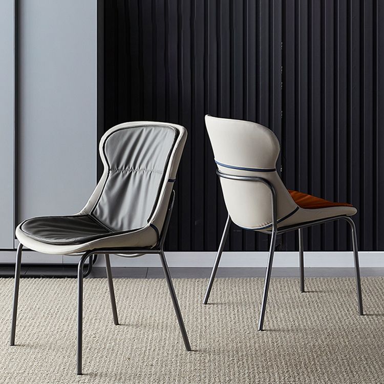 Scandinavian Style Microfiber Leather Dining Chairs Solid Back Armless Chair Clearhalo ' kitchen&dining_furn' 'Dining Chairs' 'Dining Tables & Seating' 'dining_chair' 'furn' 'furn_dining_chair' 'Furniture' 'furniture_dining_chair' 'Kitchen & Dining Furniture' 'kitchen' 1200x1200_1abb0187-3ba8-447c-ac26-da266de09596