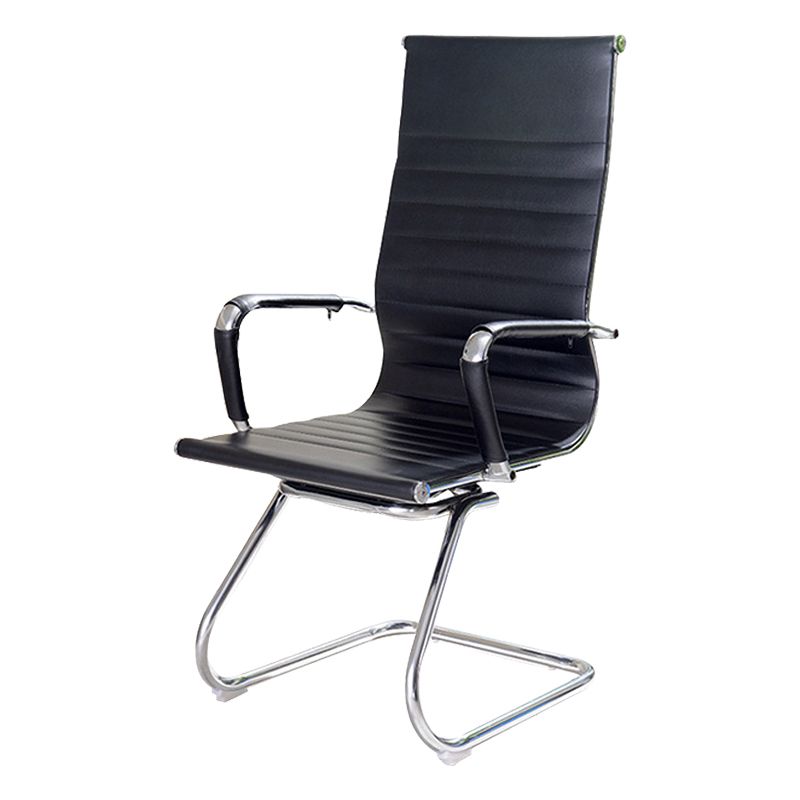 High Back Office Desk Chair Black Faux Leather Fixed Arms Side Chair Clearhalo 'furn' 'furn_office_chair' 'Furniture' 'Office Chairs' 'Office Furniture' 'office_chair' 1200x1200_1abb5ae9-da83-471c-a97a-d487b083e67c