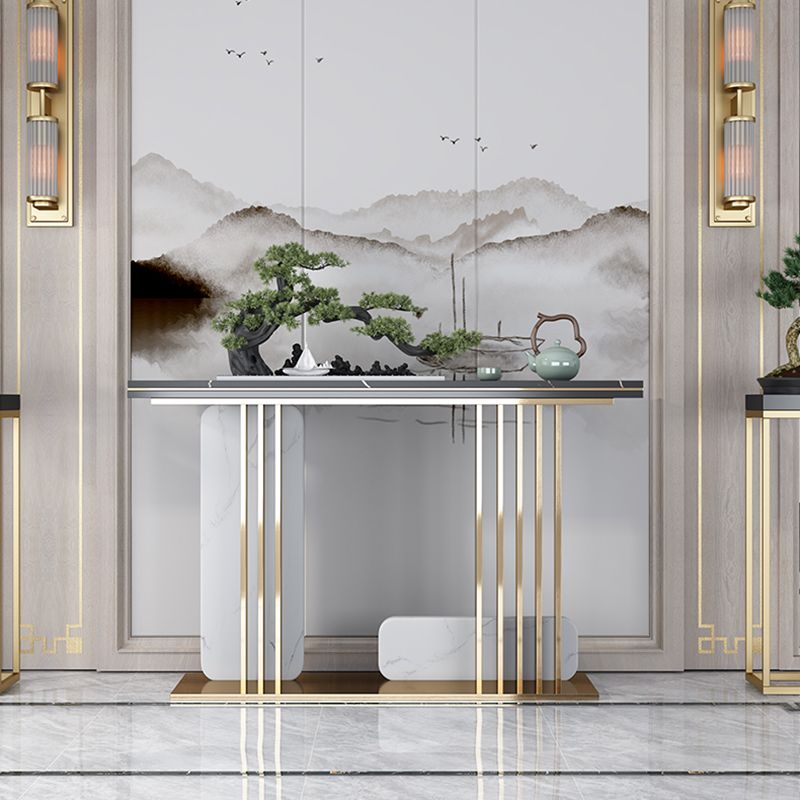 Console rettangolo in marmo glam Tabella 1-scaffale 31,5 "tavolo di accento alto