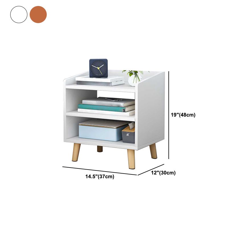 15.7" /18.8" Tall Wooden Nightstand Modern Night Stand with Shelves