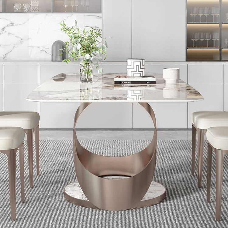 Modern Kitchen Dining Room Set with Sintered Stone Top and Gold Base Dining Furniture Clearhalo 'Dining Room Sets' 'Dining Tables & Seating' 'dining_room_set' 'furn' 'furn_dining_room_set' 'Furniture' 'furniture_dining_room_set' 'Kitchen & Dining Furniture' 'kitchen&dining_furn' 'kitchen' 1200x1200_1abf3290-65f1-4800-8241-640feeaa690c