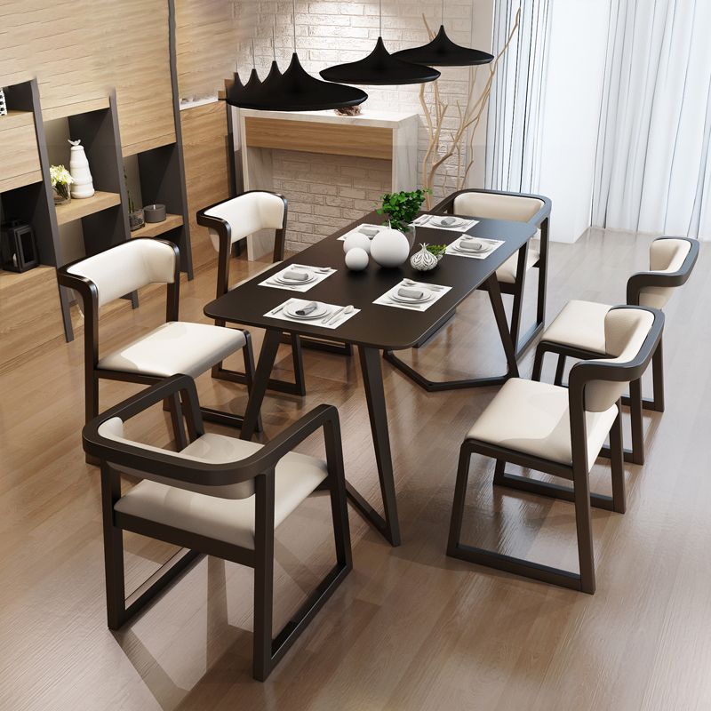 Modern Style Arm Dining Chairs Open Back Upholstered Armchairs with Wood Legs Clearhalo ' kitchen&dining_furn' 'Dining Chairs' 'Dining Tables & Seating' 'dining_chair' 'furn' 'furn_dining_chair' 'Furniture' 'furniture_dining_chair' 'Kitchen & Dining Furniture' 'kitchen' 1200x1200_1abfcdc7-fa92-4629-9eae-5410f26bceb4