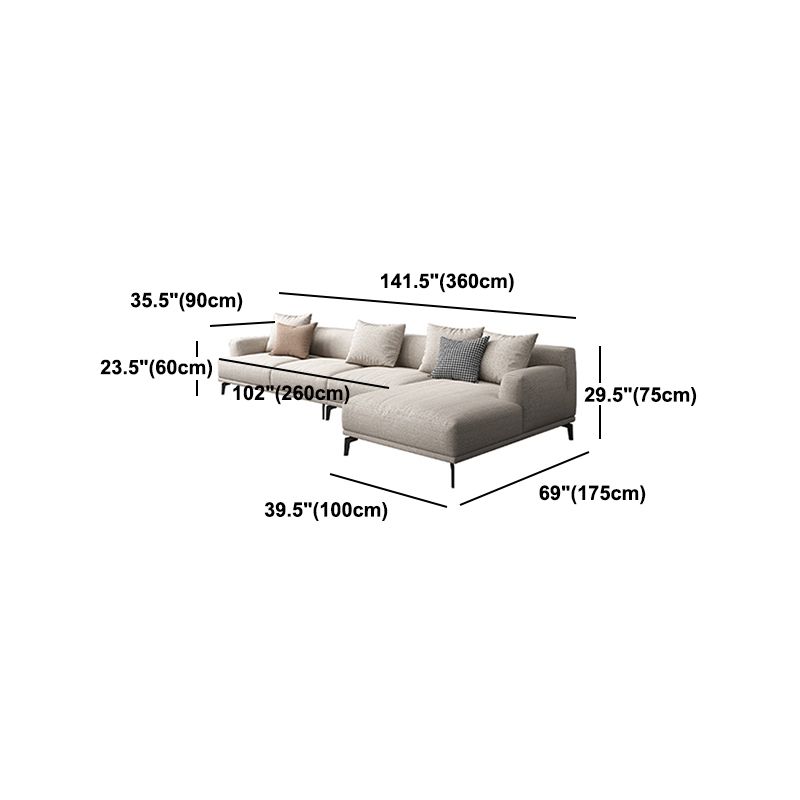 Faux Leather and Cotton Blend Recessed Arm Furniture Sectionals in Beige Clearhalo 'furn' 'furn_sectionals' 'Furniture' 'Living Room Furniture' 'Sectionals' 1200x1200_1ac02f47-c2b6-4de5-85c2-4b0b913ad46c