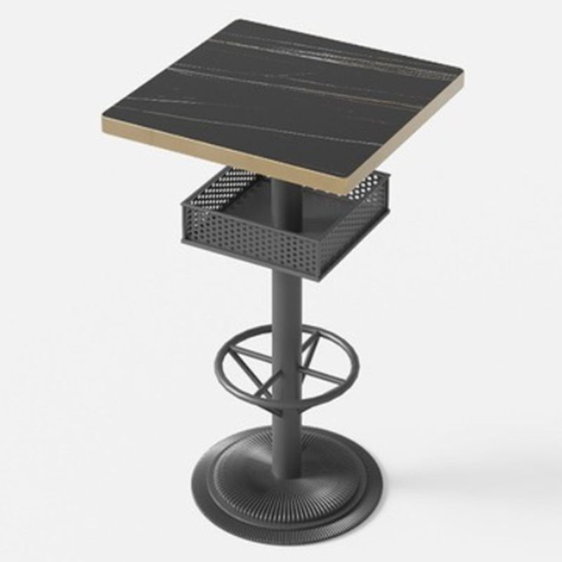 Mesa de bar de estilo industrial Mesa de comedor de bar de madera negra con almacenamiento