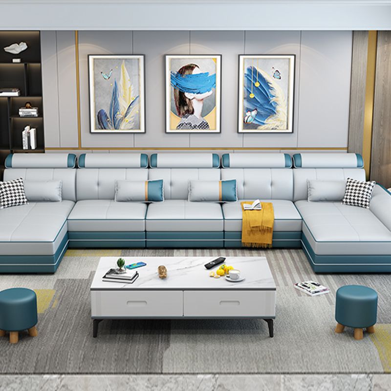 Pillow Top Arm 158.26" D x 70.86" W x 31.49" H Sectionals with Adjustable Bolster Pillows Clearhalo 'furn' 'furn_sectionals' 'Furniture' 'furniture_sectionals' 'kitchen' 'kitchen_sectionals' 'Living Room Furniture' 'Sectionals' 1200x1200_1ac23159-f819-4e4e-ae33-e359521ec1f7