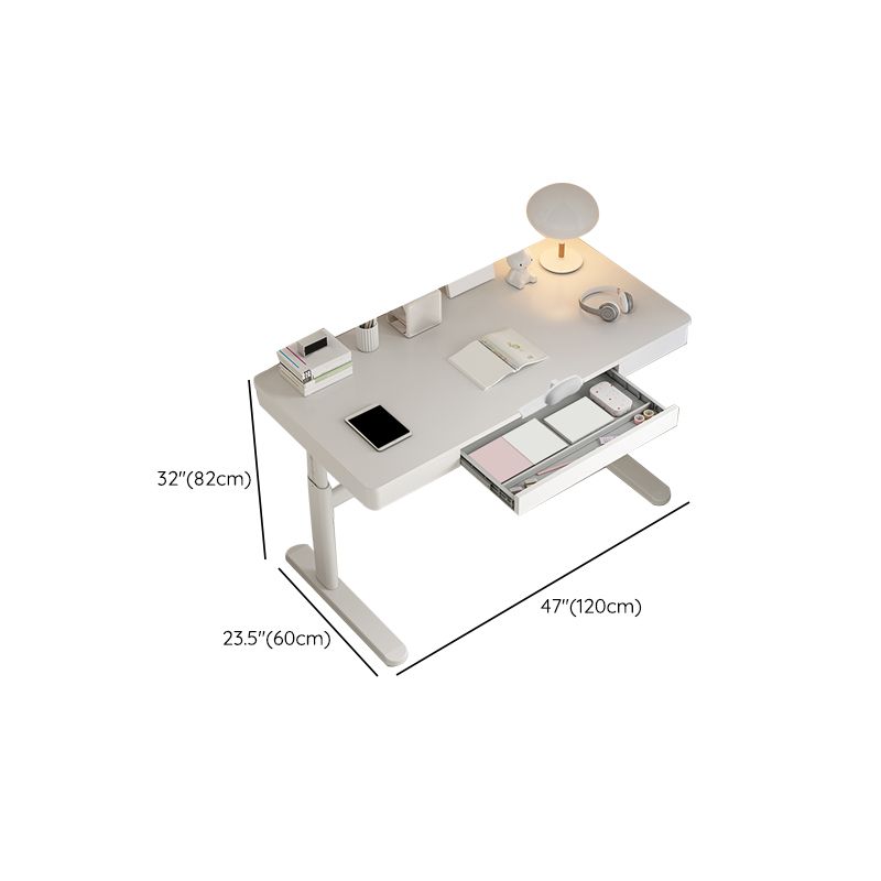 Bureau de bureau à domicile blanc Hauteur réglable Wood Writing Bureau avec base en T