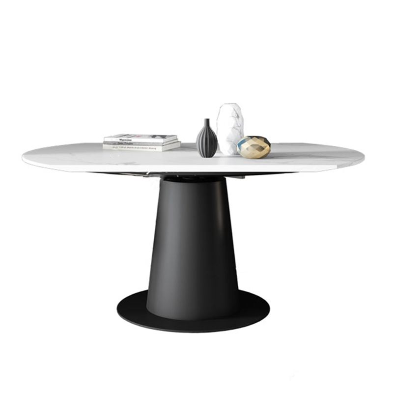 Contemporary Sintered Stone Dining Table Extendable Dining Table with Pedestal Base Clearhalo 'Dining Tables & Seating' 'Dining Tables' 'dining_table' 'furn' 'furn_dining_table' 'Furniture' 'Kitchen & Dining Furniture' 1200x1200_1ac4b0d6-2673-4e34-b6cb-2ac306a882c1