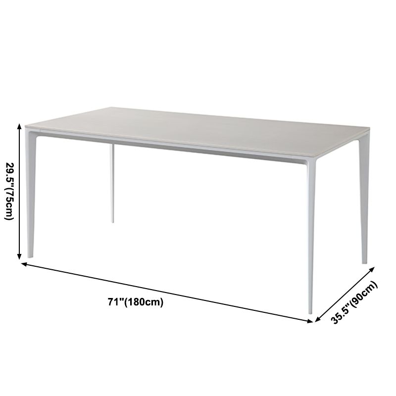 Contemporary Sintered Stone Top White Dining Table Rectangle Shape Dining Table with 4 Legs Base Clearhalo ' dining_table' 'Dining Tables & Seating' 'Dining Tables' 'Furniture' 'furniture_dining_table' 'Kitchen & Dining Furniture' 'kitchen&dining_furn' 'kitchen' 'kitchen_dining_table' 1200x1200_1ac9c0e4-7ce0-4c58-91f4-77a1efc8fa4d