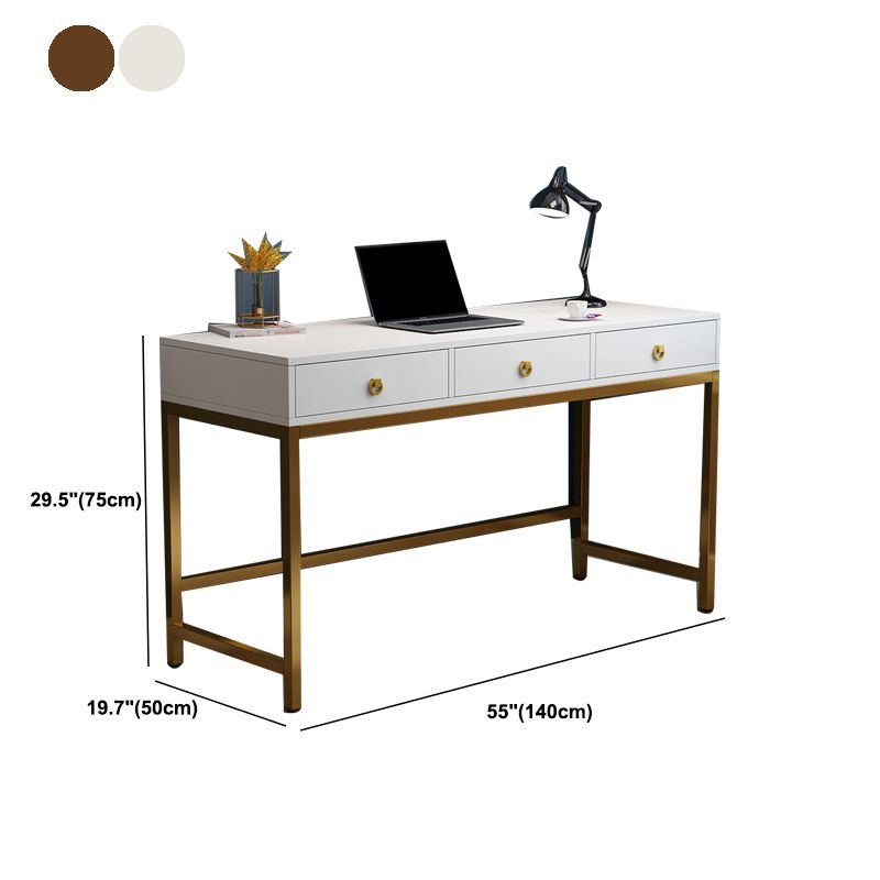 Glam Manufactured Wood Office Desk 19.68" W Home Writing Desk with 2-Drawer Clearhalo 'furn' 'furn_office_desk' 'Furniture' 'Office Desks' 'Office Furniture' 'office_desk' 1200x1200_1aca5fc0-345b-4426-b2fc-9bb3be1360a6