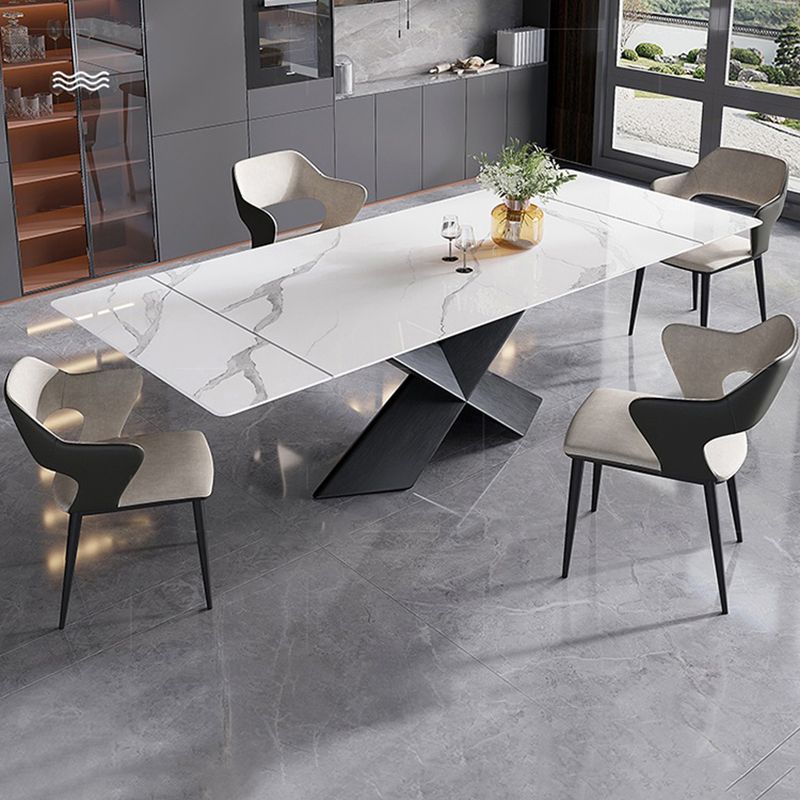Modern Rectangle Sintered Stone Table Set 1/4/5 Pieces Dining Set Clearhalo 'Dining Room Sets' 'Dining Tables & Seating' 'dining_room_set' 'furn' 'furn_dining_room_set' 'Furniture' 'Kitchen & Dining Furniture' 1200x1200_1accd8d4-9bc0-405a-9c1f-1fba683d1fee