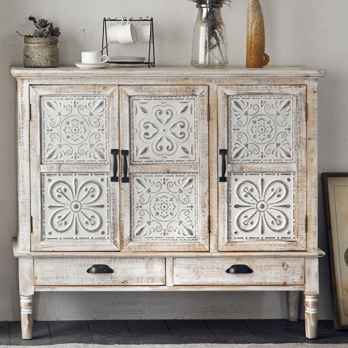 Industrial Stain Resistant Cabinet Distressed Wood Solid Wood Accent Cabinet Clearhalo 'Cabinets & Chests' 'cabinets_chests' 'furn' 'furn_cabinets_chests' 'Furniture' 'Living Room Furniture' 1200x1200_1ace4818-4054-4eec-8859-4bf2ab02b0c6