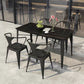 Table de tabouret de bar Glam Table de bar en pierre noire avec 4 pieds en métal