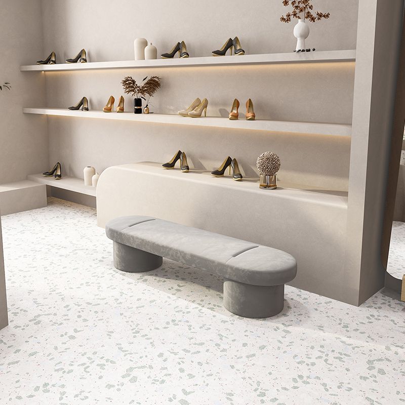 Contemporary Upholstered Bench Oval 17.7" Height Bedroom Bench with Legs Clearhalo 'Benches' 'Chairs & Seating' 'furn' 'furn_benches' 'Furniture' 'Living Room Furniture' 1200x1200_1ad03ec2-b483-44ec-8887-f1002a87f4cc