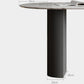 Mesa de piedra sinterizada de lujo mesa blanca ovalada con pedestal negro doble