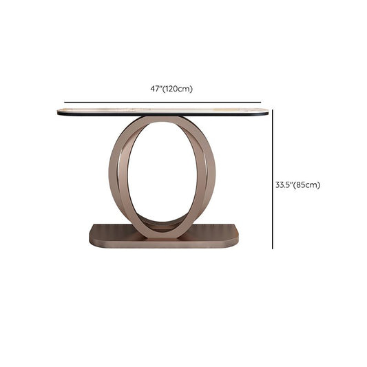 Contemporary Console Table Stone Half Moon Accent Table , 13.78" W