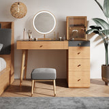 Scandinavian Makeup Vanity Table with Mirror and Stool for Bedroom