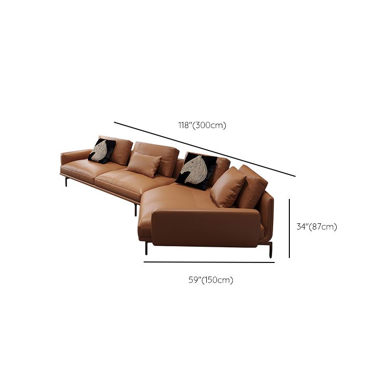 34"H Scandinavian Sectional Sofa Orange Sleeper Sectional with Pillows Clearhalo 'furn' 'furn_sectionals' 'Furniture' 'Living Room Furniture' 'Sectionals' 1200x1200_1ad88885-9484-4a2a-90c5-5bf73e15d37d