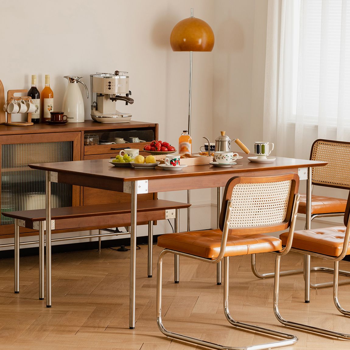 Minimalist Kitchen Brown Dining Table Rectangle Shape Solid Wood Dining Table with 4 Legs Base Clearhalo ' dining_table' 'Dining Tables & Seating' 'Dining Tables' 'furn' 'furn_dining_table' 'Furniture' 'furniture_dining_table' 'Kitchen & Dining Furniture' 'kitchen&dining_furn' 'kitchen' 'kitchen_dining_table' 1200x1200_1adc4e93-864b-4608-91d2-e8cd378bf503