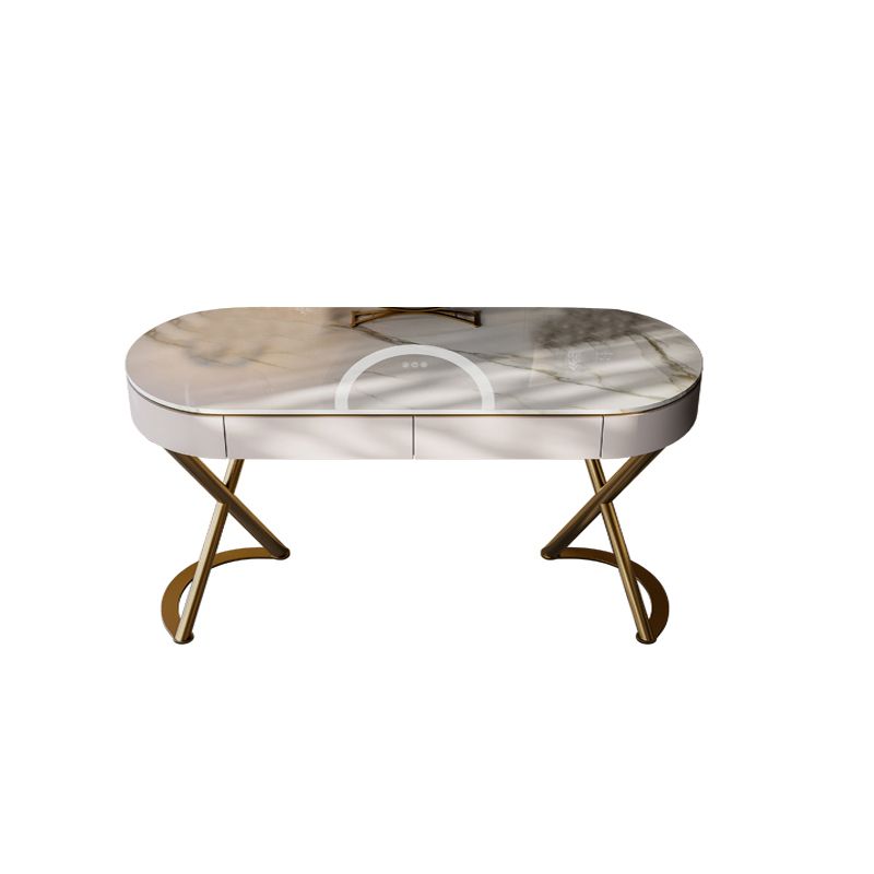 Tavolo da vanità a specchio illuminato set lussuoso tavolo da toeletta da top in pietra