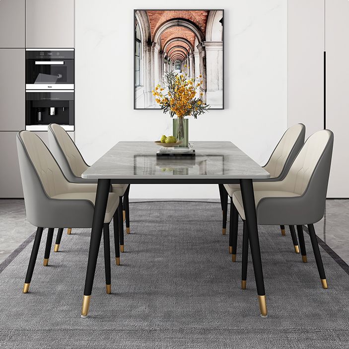 Contemporary Style Stone Dining Table Rectangle 4 Legs Table for Dining Room Clearhalo ' dining_table' 'Dining Tables & Seating' 'Dining Tables' 'furn' 'furn_dining_table' 'Furniture' 'furniture_dining_table' 'Kitchen & Dining Furniture' 'kitchen&dining_furn' 'kitchen' 'kitchen_dining_table' 1200x1200_1add8e20-aafd-45ba-acaa-4eaa362b206a