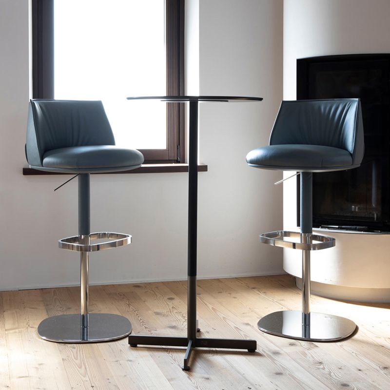 Faux Leather Bar Stools Adjustable Height Swivel Dining Stools with Footrest