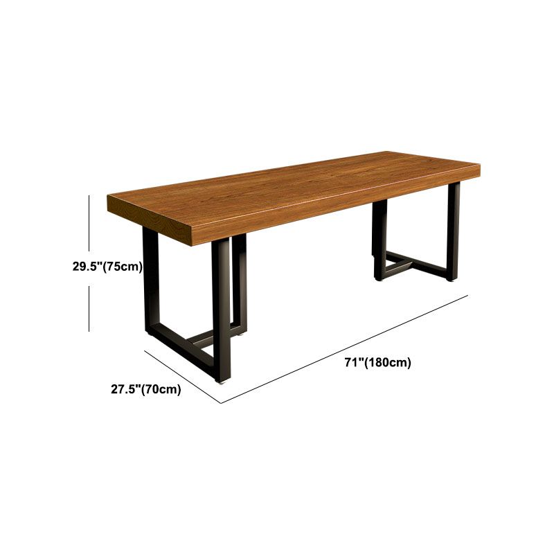 Brown Rectangular Office Bureau en bois Home Writing Bureau avec des jambes en métal