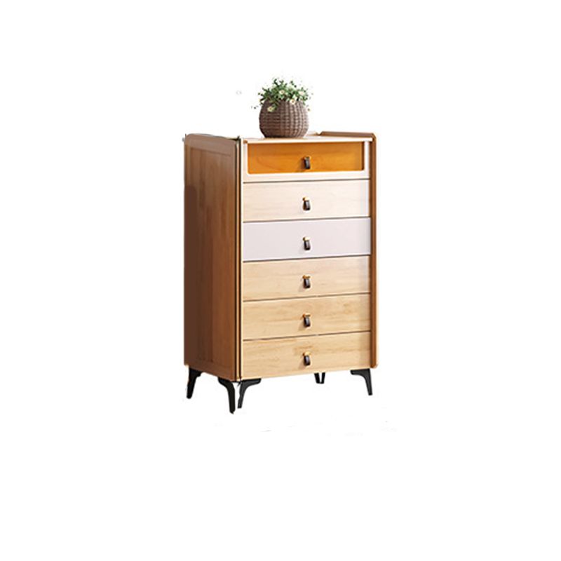 Poitrine naturelle moderne du milieu du siècle avec tiroirs en babinon et jambes noires