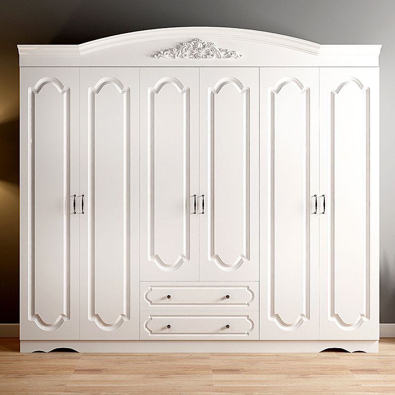 Engineered Wood Cabinet with 2 Drawers French Country White Wardrobe for Home Clearhalo 'Armoires & Wardrobes' 'armoires_wardrobes' 'Bedroom Furniture' 'furn' 'furn_armoires_wardrobes' 'Furniture' 1200x1200_1ae5805a-e2bf-410c-88a4-e897c3dd8e1c