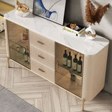 Credenza a 3 tradizioni in pietra sinterizzata glam con porte di vetro per soggiorno