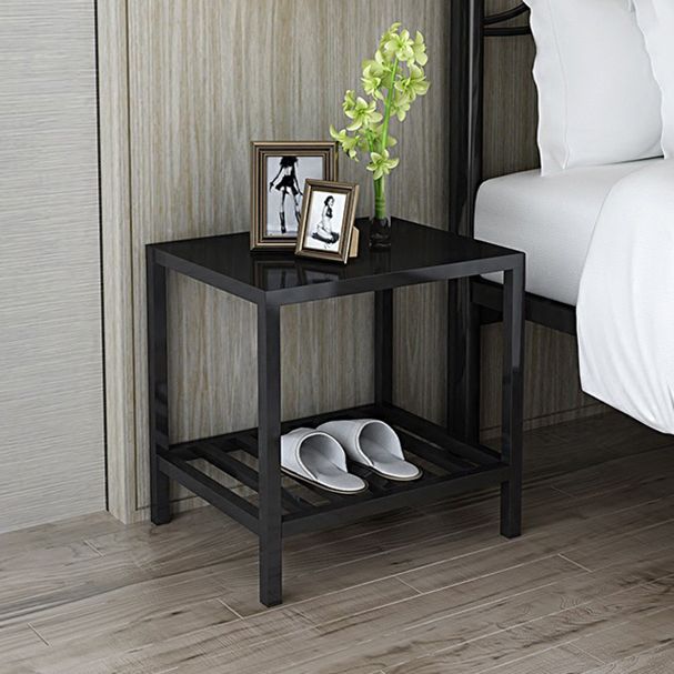 Black 20'' Tall Accent Table Nightstand Modern Metal 1-Shelf Bedside Cabinet Clearhalo 'Bedroom Furniture' 'furn' 'furn_night_stand' 'Furniture' 'night_stand' 'Nightstands' 1200x1200_1aeb546a-f11f-45c7-9be1-357b272bf6ed