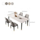 Mesa de comedor rectangular con tapa de piedra, mesa de comedor de cocina estilo Glam con patas negras