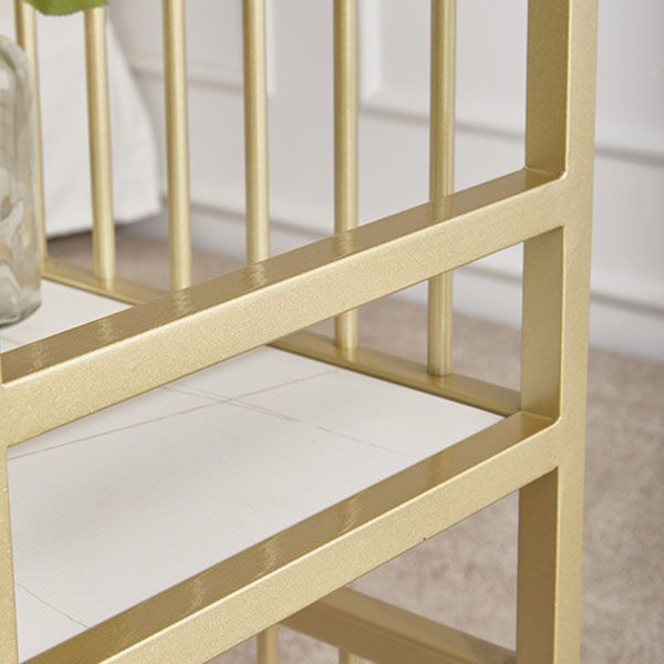 White Stone Top Bar Table Glam Metal Frame Pub Table for Small Places Clearhalo 'Bar Furniture' 'Bar Tables' 'bar_tables' 'furn' 'furn_bar_tables' 'Furniture' 'Kitchen & Dining Furniture' 1200x1200_1aed9961-f552-4aed-9fc0-687a7e25cb24