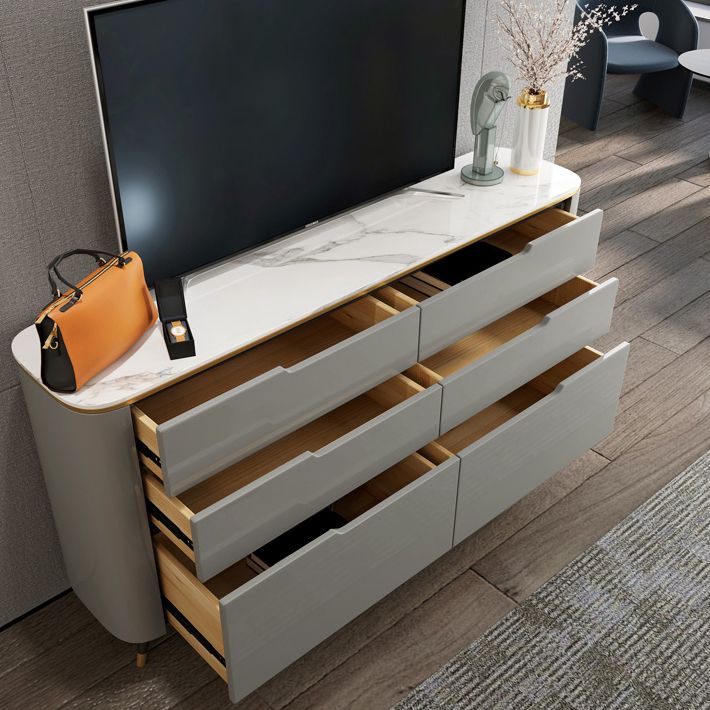 6-schüchternen Holz Sideboard moderner Tisch mit Steinarbeitsplatte für Wohnzimmer