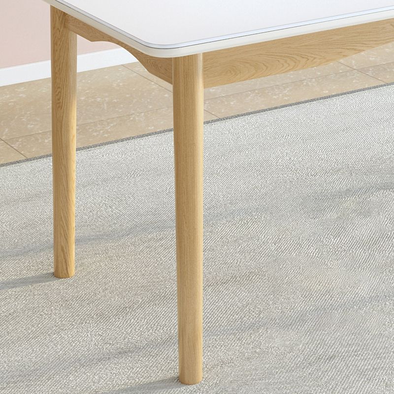 Tavolo da pranzo con vetro bianco rettangolo bianco contemporaneo con gambe