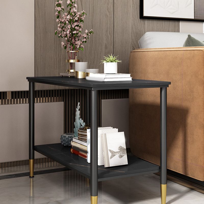 長方形の石4脚サイドテーブル21.65インチの高さのワンシェルフエンドテーブル