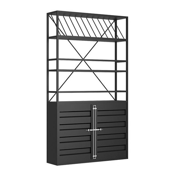 Porte-bouteille à vin industriel en métal avec étagère de bouteille de plancher.