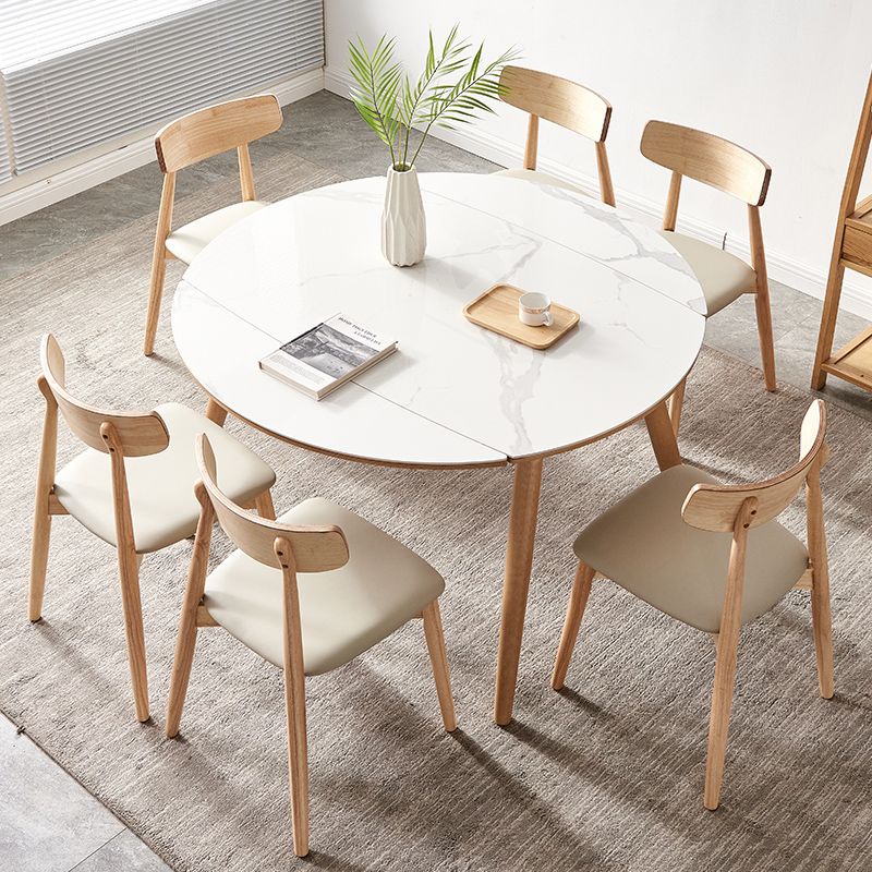 Modern 1/4/5/7 Pieces Furniture Stone Round Dining Table Set in White